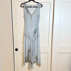 Gatsby Light Blue Butterfly and Flower Beaded Asymmetrical Dress